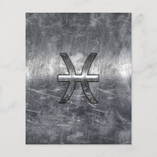 Pisces Zodiac Sign in grunge steel style print Flyer