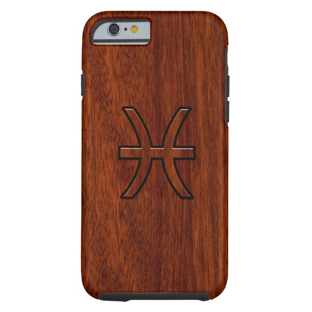 Pisces Zodiac Sign in Mahogany Wood Style Case-Mate iPhone Case (Back)