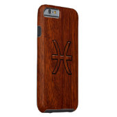 Pisces Zodiac Sign in Mahogany Wood Style Case-Mate iPhone Case (Back/Right)