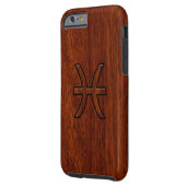 Pisces Zodiac Sign in Mahogany Wood Style Case-Mate iPhone Case (Back Left)