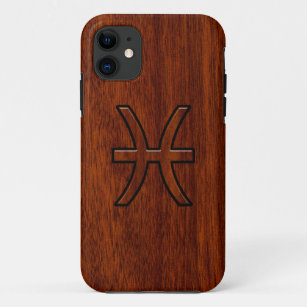 Pisces Zodiac Sign in Mahogany wood style Case-Mate iPhone Case