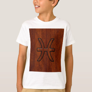 Pisces Zodiac Sign in Mahogany wood style T-Shirt