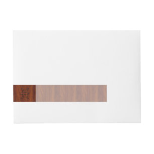 Pisces Zodiac Sign in Mahogany Wood Style Wraparound Address Label