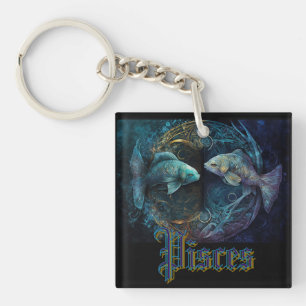 Pisces Zodiac Sign Key Ring