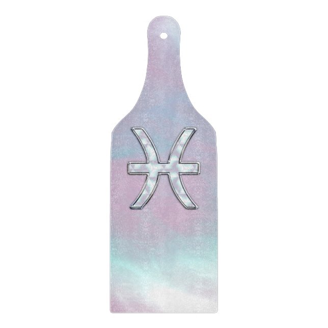 Pisces Zodiac Sign Mother of Pearl style Cutting Board (Front)