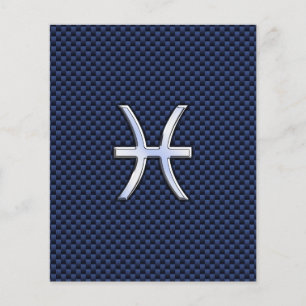 Pisces Zodiac Sign on Blue Carbon Fiber Print Flyer