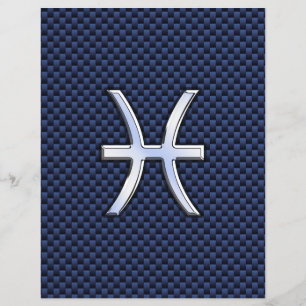 Pisces Zodiac Sign on Blue Carbon Fibre Print Flyer