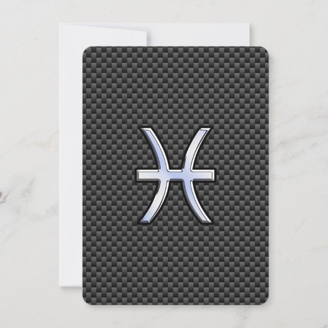 Pisces Zodiac Sign on Carbon Fibre Print (Front)