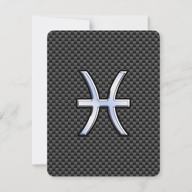 Pisces Zodiac Sign on Carbon Fibre Print (Front)