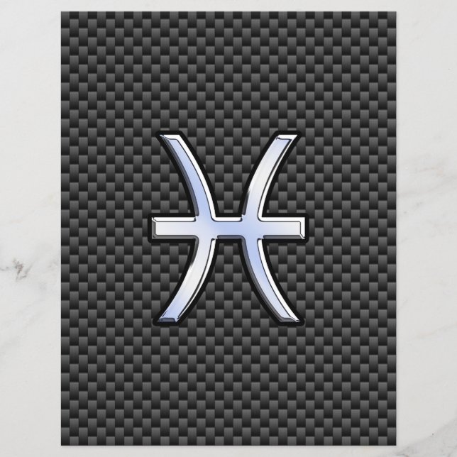 Pisces Zodiac Sign on Carbon Fibre Print Flyer (Front)