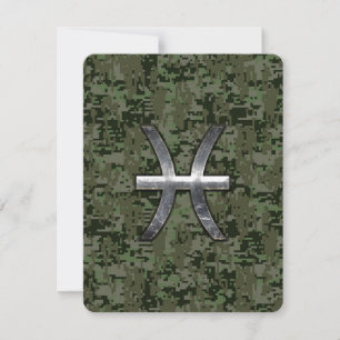 Pisces Zodiac Sign on Woodland Digital Camouflage