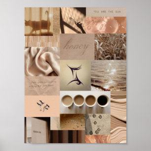 pisces zodiac sign poster with tan aesthetic