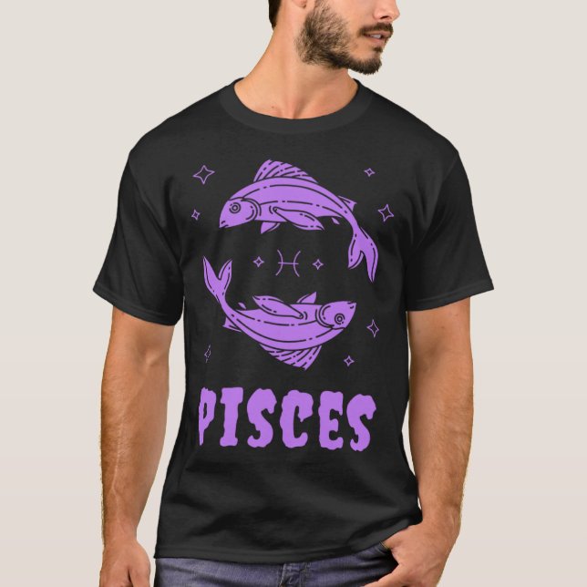 Pisces Zodiac Sign Purple Goth Gothic Astrology Ho T-Shirt (Front)