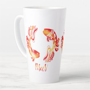 Pisces zodiac sign red orange glitter fish Zodiac Latte Mug