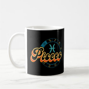 Pisces Zodiac Sign Retro Graphic Astrology Coffee Mug
