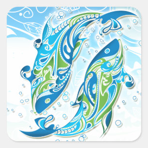 Pisces Zodiac Sign Square Sticker