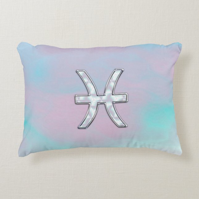 Pisces Zodiac Sign Stylish Mother of Pearl Decorative Cushion (Front)
