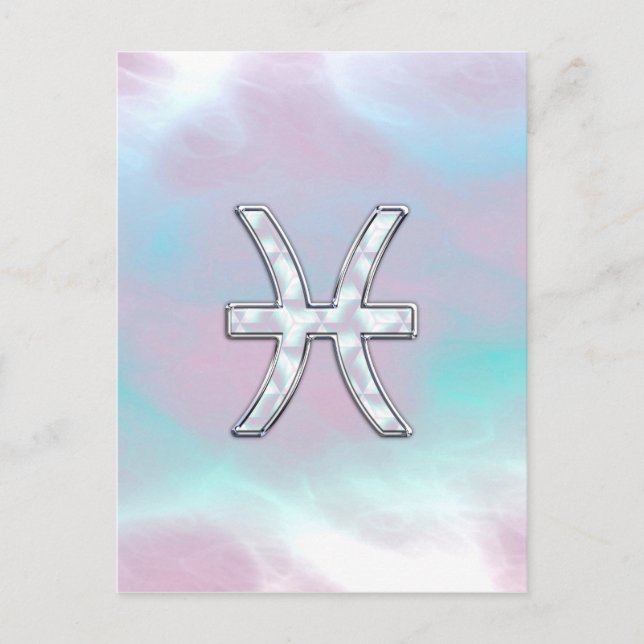 Pisces Zodiac Sign Stylish Mother of Pearl Postcard (Front)