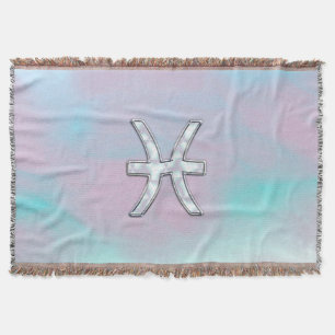 Pisces Zodiac Sign Stylish Mother of Pearl Throw Blanket