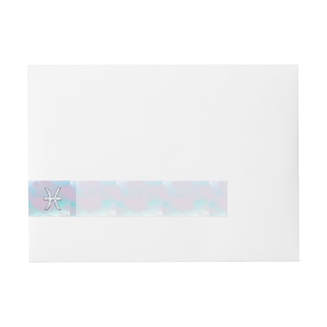 Pisces Zodiac Sign Stylish Mother of Pearl Wraparound Address Label (Front)