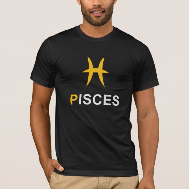 Pisces zodiac sign T-Shirt in white text (Front)