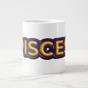 Pisces Zodiac Sign Text Design Large Coffee Mug