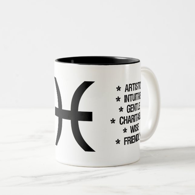 Pisces Zodiac Sign ("the fish") Two-Tone Coffee Mug (Front Right)