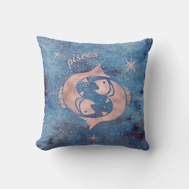 Pisces Zodiac Sign Throw Pillow (Front)