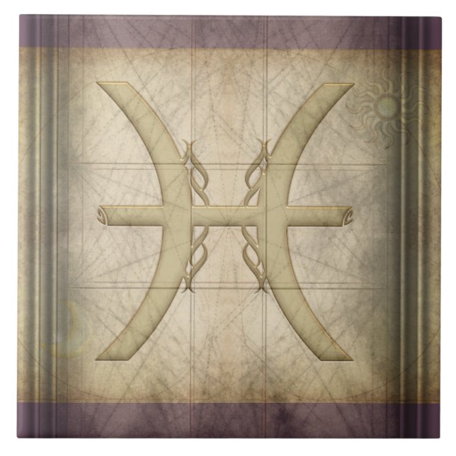 Pisces Zodiac Sign Tile (Front)