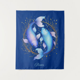 Pisces Zodiac Sign, Two Graceful Koi Fish Tapestry