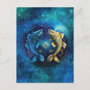 Pisces Zodiac Sign Watercolor Design Postcard