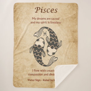 Pisces Zodiac Sign with Affirmations Sherpa Blanket
