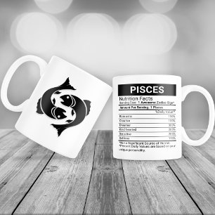 Pisces Zodiac Sign with Nutrition Facts, Large Coffee Mug