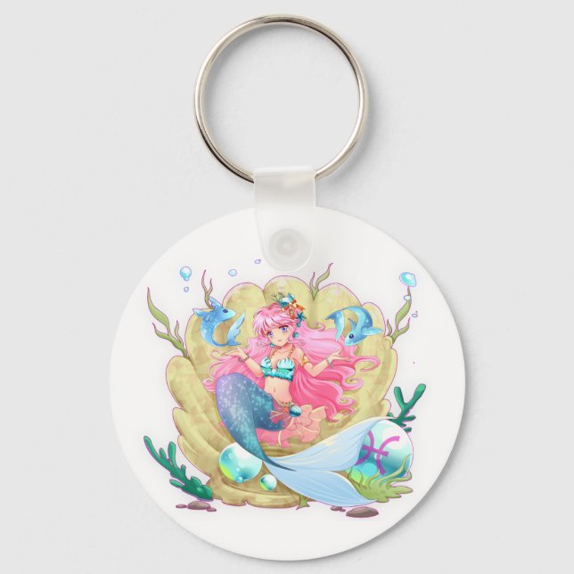 Pisces zodiac star sign horoscope astrology key ring (Front)