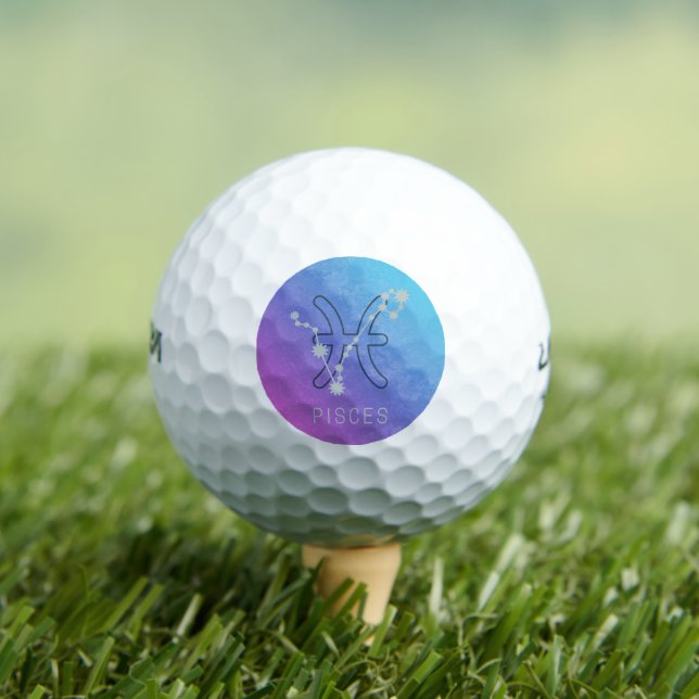Pisces Zodiac Star Sign Horoscope Constellation Golf Balls (Insitu Tee)
