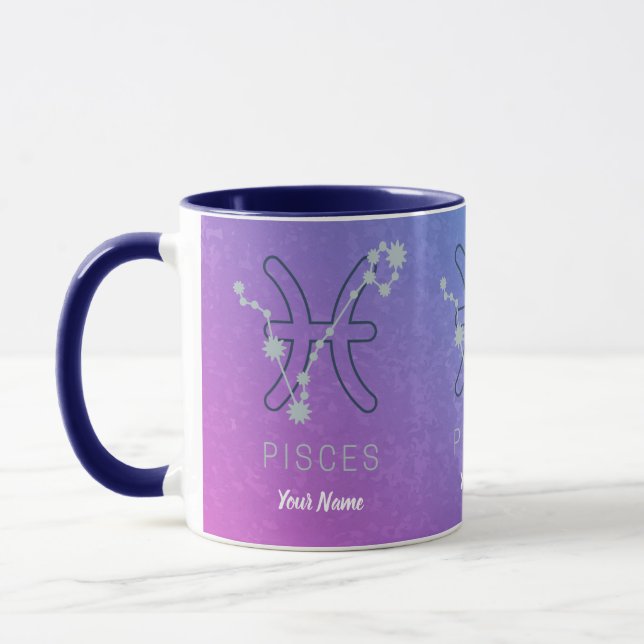 Pisces Zodiac Star Sign Horoscope Constellation Mug (Left)