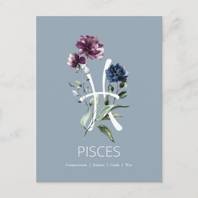 Pisces Zodiac Star Sign Postcard (Front)