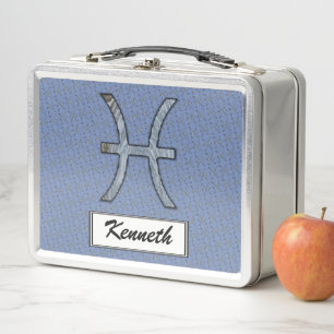 Pisces Zodiac Symbol Element by Kenneth Yoncich Metal Lunch Box