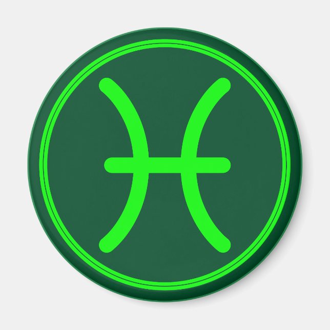 Pisces Zodiac Symbol Green Mix Magnet (Front)