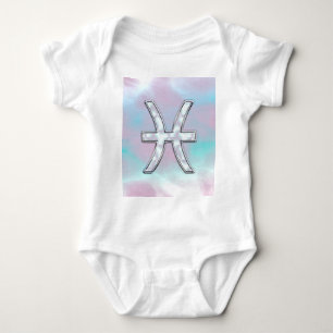Pisces Zodiac Symbol Mother of Pearl Decor Baby Bodysuit