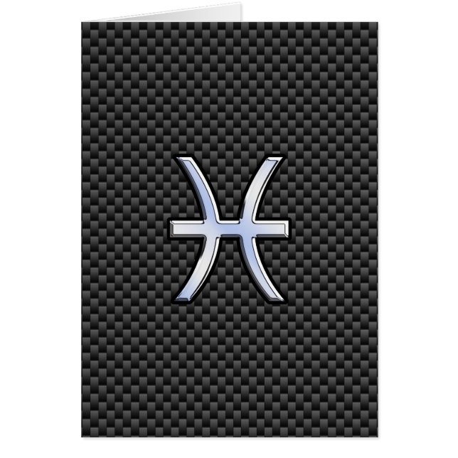 Pisces Zodiac Symbol on Carbon Fibre Print (Front)