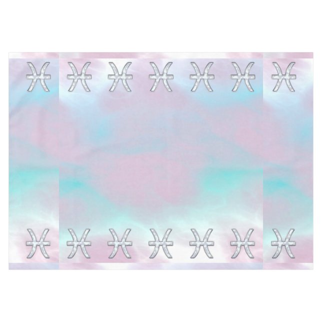 Pisces Zodiac Symbol Pastel Mother of Pearl style Tablecloth (Front (Horizontal))