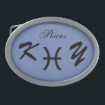 Pisces Zodiac Symbol Standard by Kenneth Yoncich Oval Belt Buckle<br><div class="desc">Pisces Zodiac Symbol Standard,  Belt Buckle..
Images Copyright (C) Kenneth Kenji Yoncich. 
All Rights Reserved.</div>