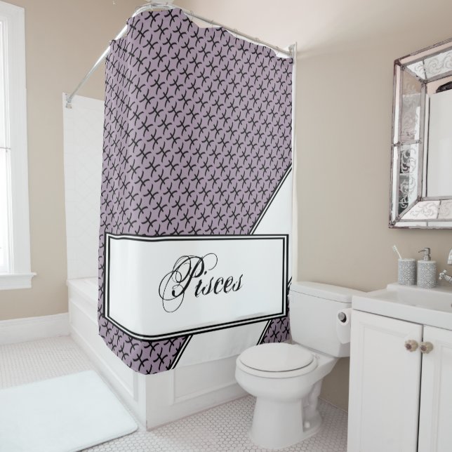 Pisces Zodiac Symbol Standard by Kenneth Yoncich Shower Curtain (In Situ)
