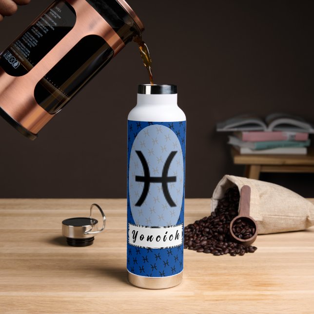 Pisces Zodiac Symbol Standard by Kenneth Yoncich Water Bottle (Coffee)