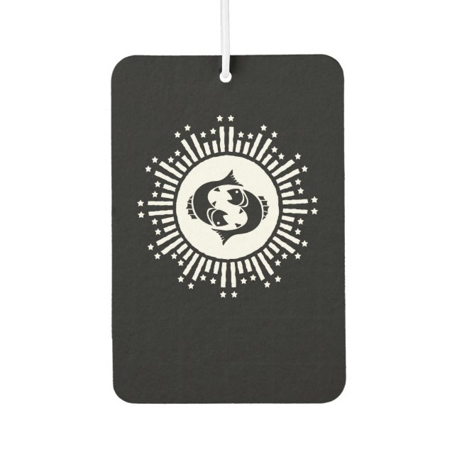 Pisces Zodiac Symbol with Celestial Starburst  Car Air Freshener (Front)