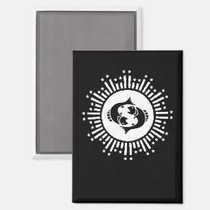 Pisces Zodiac Symbol with Celestial Starburst  Magnet