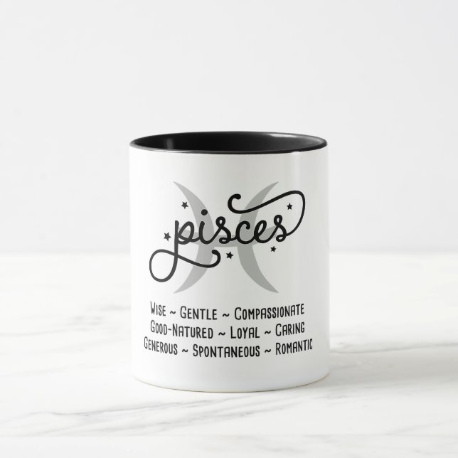 Pisces Zodiac Traits Mug (Center)