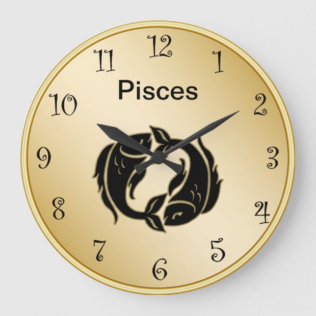 Pisces Zodiac Wall Clock (Front)