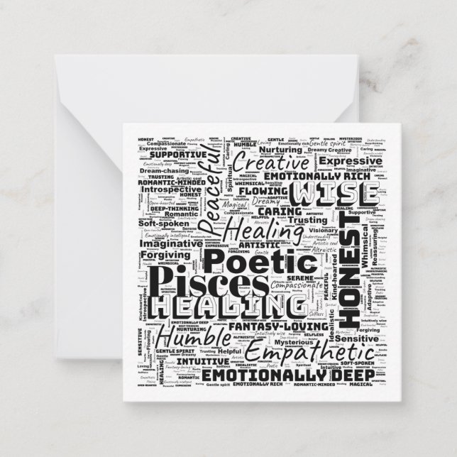 Pisces Zodiac Word Cloud Inspiration Sqaure Card (Front)